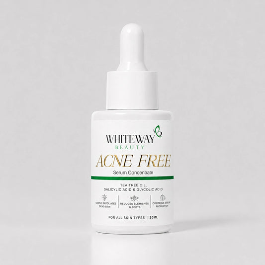 Whiteway Beauty Acne Free Serum for all skin types - 30ml bottle - Salicylic and Glycolic Acid serum for exfoliating dead skin and sebum control.