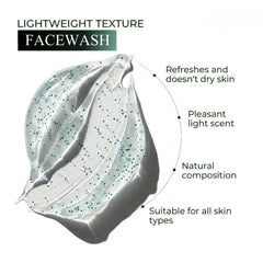 WhiteWay Beauty lightweight gel facewash texture with natural composition, best non-drying face wash for oily and sensitive skin types in Pakistan, refreshing daily cleanser with a pleasant scent that maintains skin moisture.