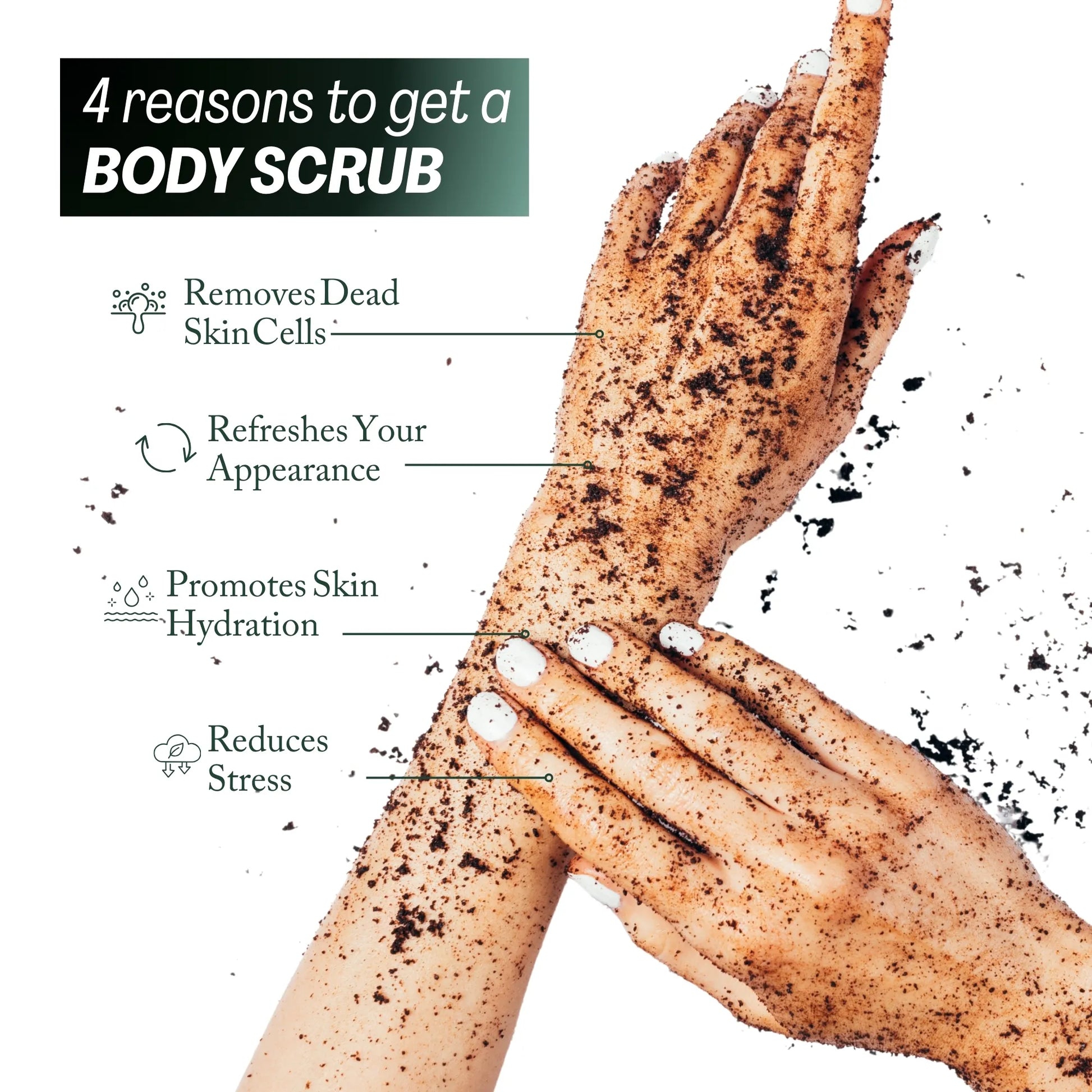 Four reasons to use Whiteway Beauty Body Scrub: removes dead skin cells, refreshes your overall appearance, promotes deep skin hydration, and helps reduce stress for a relaxing self-care routine