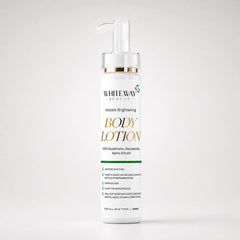 Whiteway Beauty Instant Brightening Body Lotion with Glutathione, Niacinamide, and Alpha Arbutin in a 200ml pump bottle.