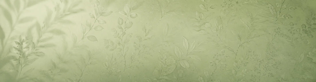 Soft sage green botanical background with delicate leaf patterns, elegant natural textures, and a premium skincare-inspired aesthetic for beauty branding.